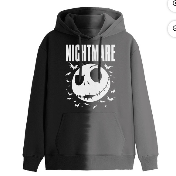 Nightmare Before Christmas Sweatshirt Large NEW Disney Black Tie Dye Hooded Men - Picture 2 of 6